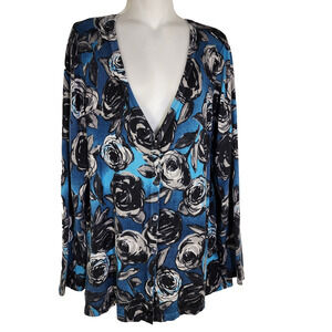 Pendleton Womens Cardigan Sweater XL Out of the Blue Floral Cashmere Silk Blend